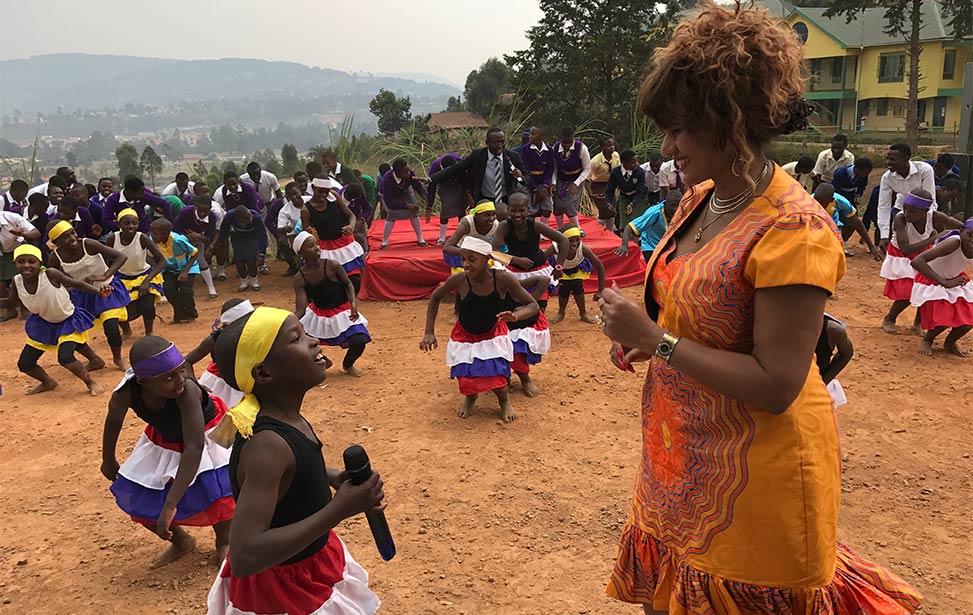 Julie dancing with children