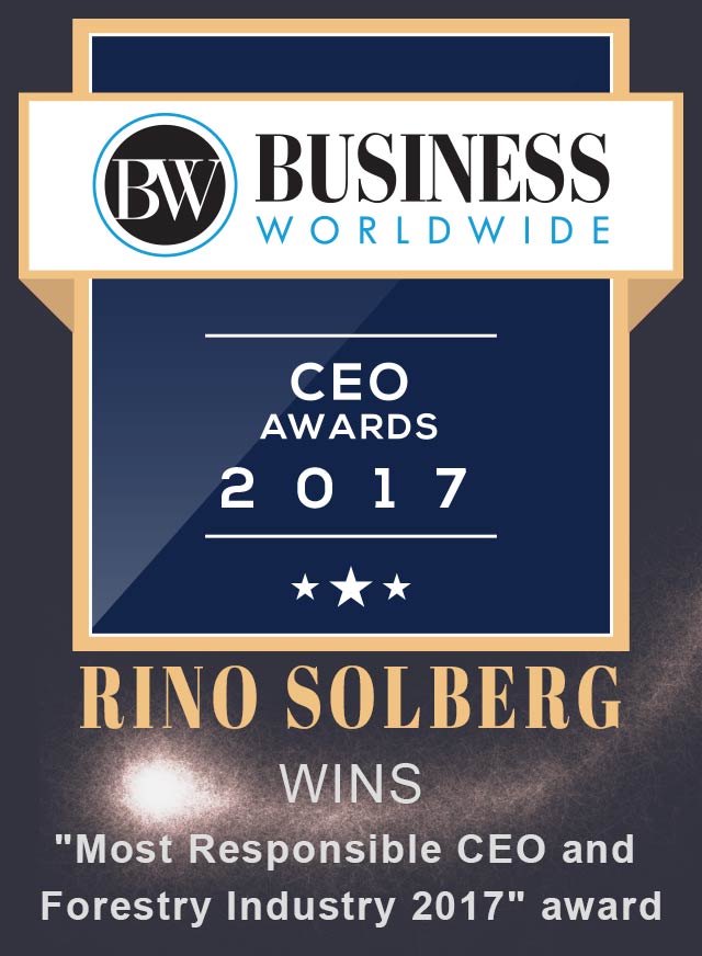 Rino Solberg won the Most Responsible CEO and Forestry Industry 2017 award