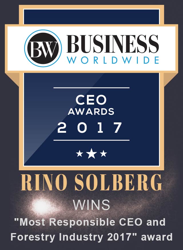 Rino Solberg won the Most Responsible CEO and Forestry Industry 2017 award